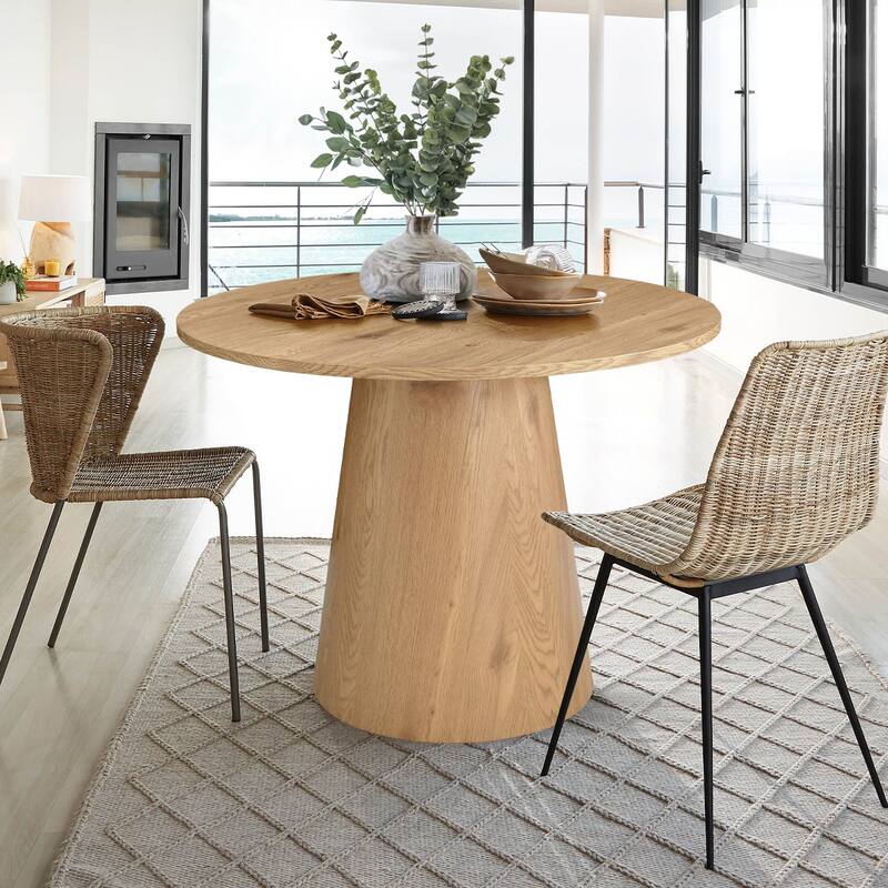 35" Fixed Pedestal Dining Table - Oak