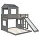 preview thumbnail 7 of 47, Playhouse-inspired Style Twin Over Full Wooden Bunk Bed,Loft Bed with Playhouse,Farmhouse, Ladder, Slide and Guardrails