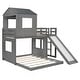 preview thumbnail 7 of 47, Playhouse-inspired Style Twin over Full Wooden Bunk Bed,Loft Bed with Playhouse,Farmhouse, Ladder, Slide and Guardrails