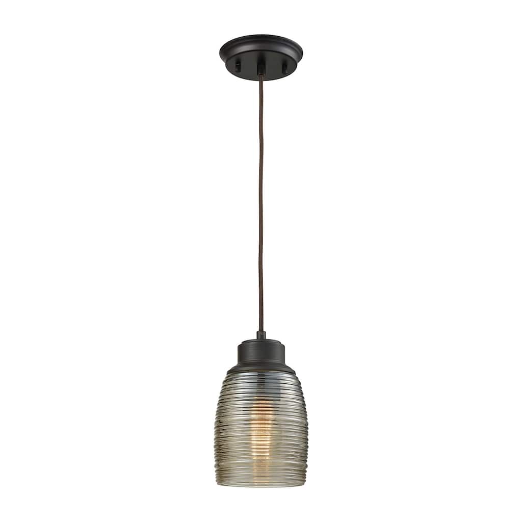 Elk Home Muncie Oil Rubbed Bronze With Spun Glass 1 Light Pendant