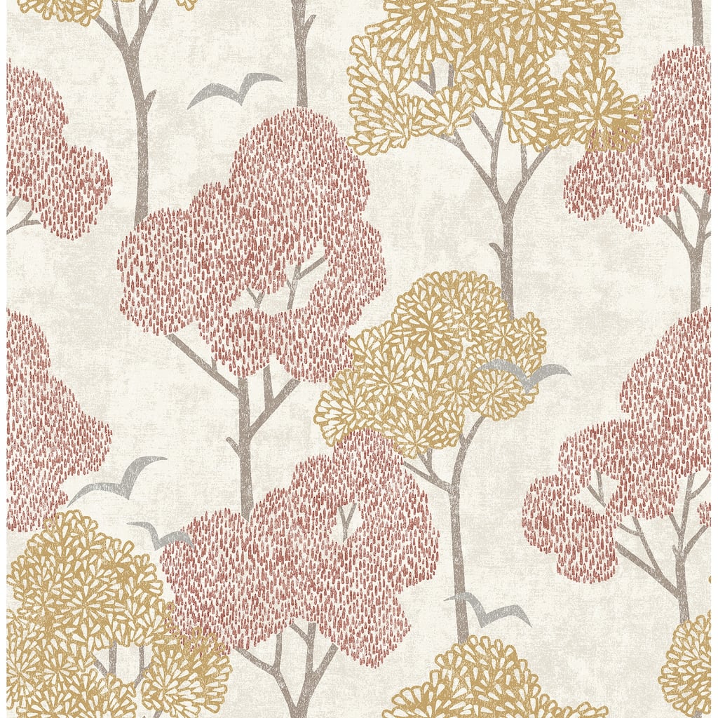 A-Street Prints Lykke Coral Textured Tree Wallpaper