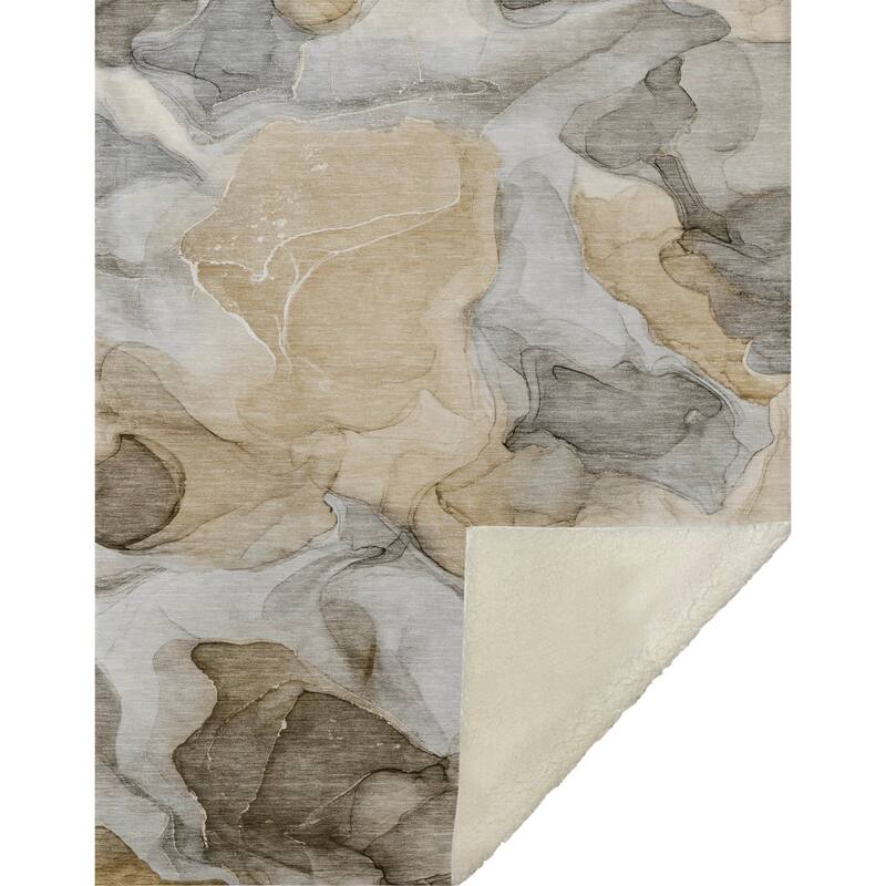 Premium Machine Washable Abstract Contemporary Sherpa Throw Blanket