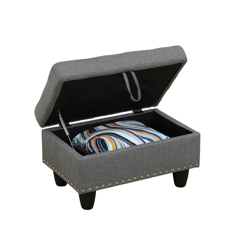 Modular Living Room Sectional with Storage Ottoman and Flip-Top Console, Black or Gray