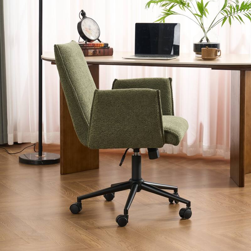 Upholstered Fabric Swivel Task Chair, Office Chair with Wheels