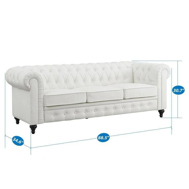 Emery Chesterfield Sofa, Luxurious Comfort for Cozy Living Rooms, Mid-Century Modern couch, Elegance & Serenity, 3-Seater Sofa