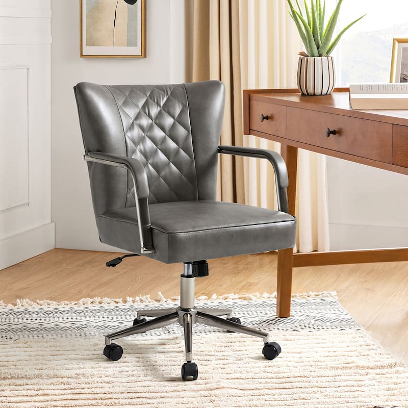 Felice Modern Swivel Height Adjustment Diamond-Tufted Office Chair by HULALA HOME - Grey