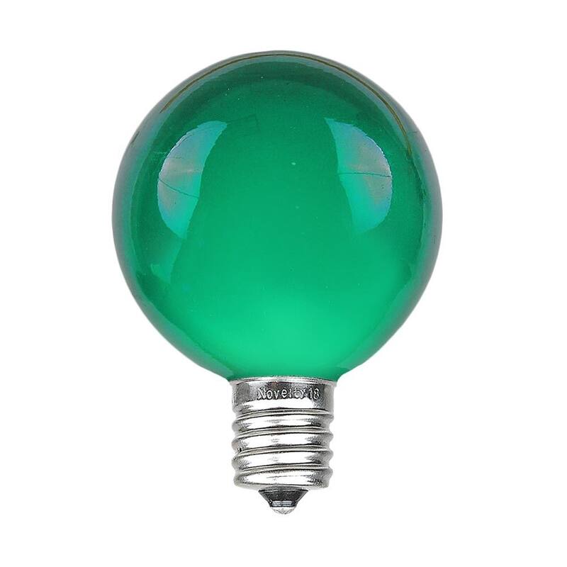 25 Pack G40 Outdoor Patio Globe Replacement Bulbs, Clear, C7/E12 Base - Medium - Green