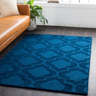 Hand-Woven Ali Tone-on-Tone Moroccan Trellis Wool Rug (9' x 12') - 9' x 12'