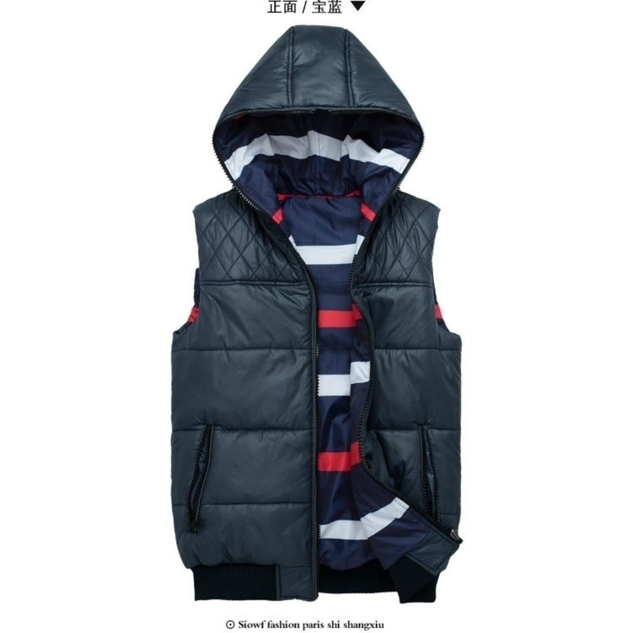 hooded sleeveless jacket