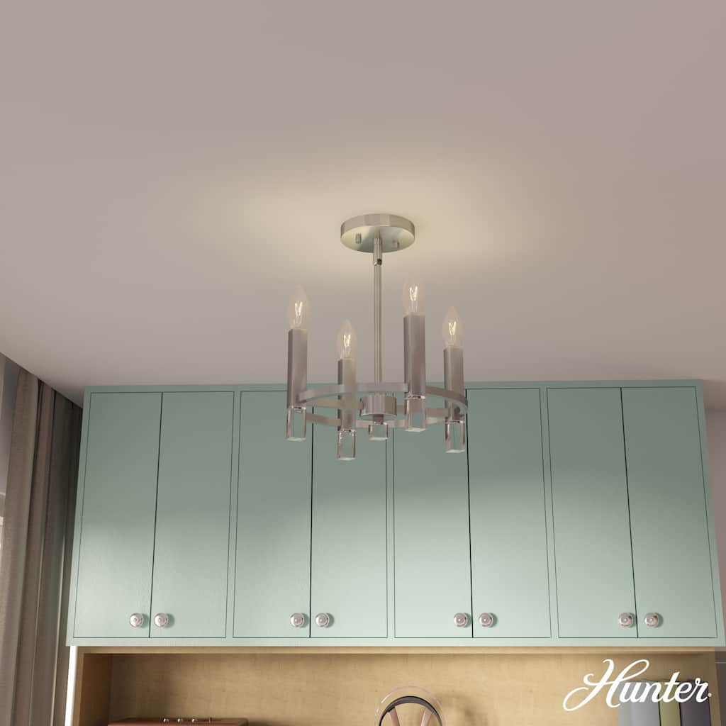 Hunter Sunjai 4-Light Semi-Flush Ceiling Light, Candle - Contemporary - Glam - Damp Rated!