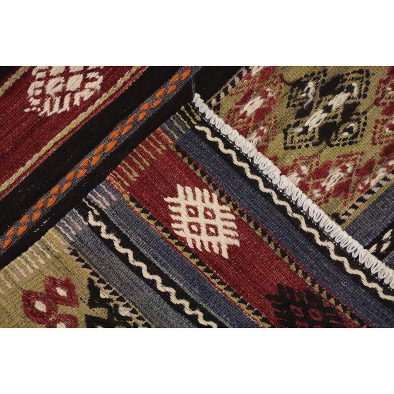 Hand Woven Oriental 100% Wool Carpet Southwestern Tribal Multi-Colored Kilim Area Rug - 10' 2'' X 5' 7''