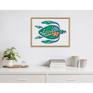 Kate and Laurel Sylvie MCM Sea Turtle Framed Canvas by Rachel Lee