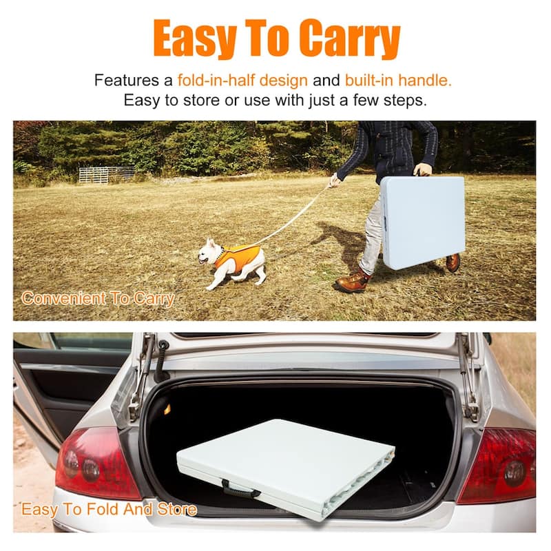 White 4ft, 6ft or 8ft Portable Foldable Plastic Table for Camping