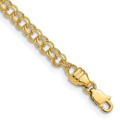 Curata 10k Yellow Gold 3.75mm Solid Double Link Charm Bracelet Options: 7" 8"