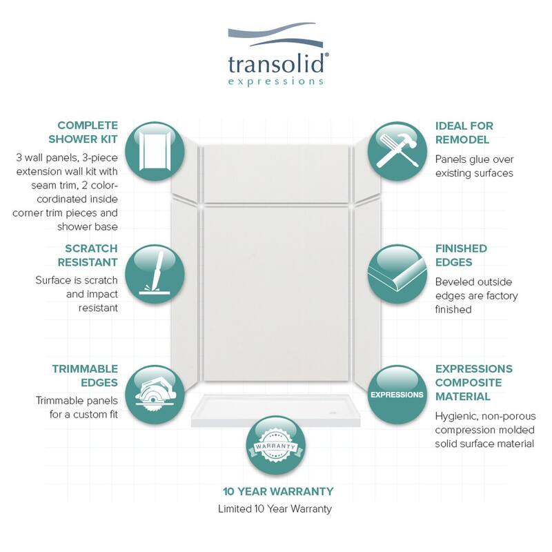 Transolid Expressions 60-in X 32-in X 96-in Glue to Wall Shower Kit - 32" x 60" x 96" - 32" x 60" x 96"