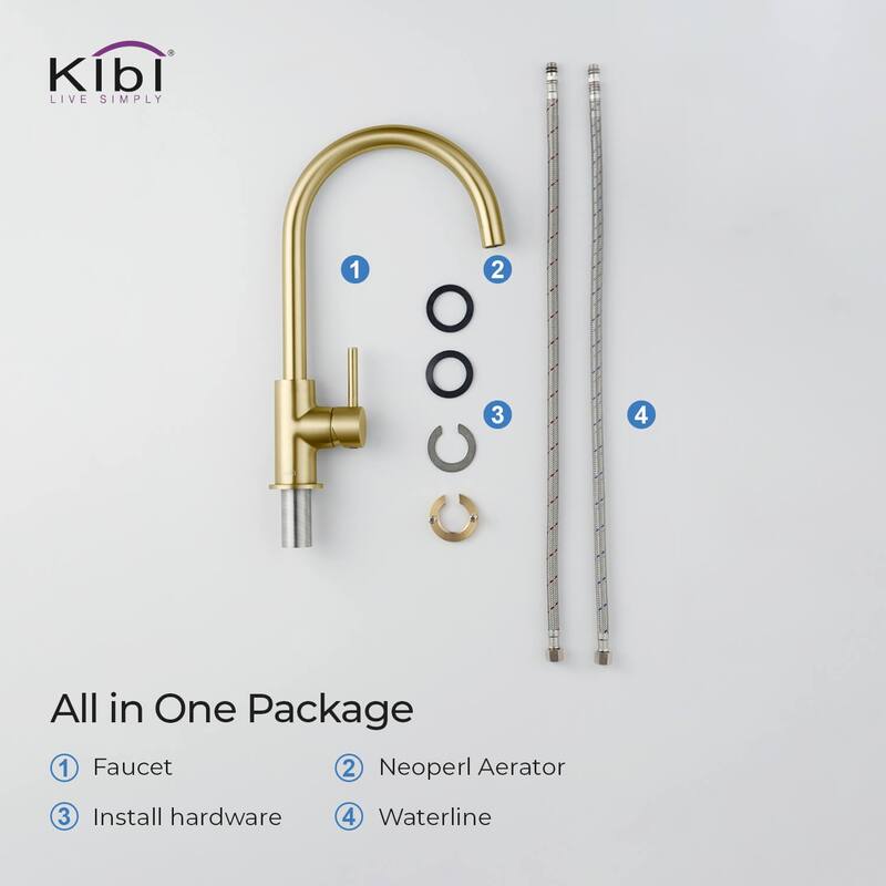 Lead Free Solid Brass High Arc Single Level Bar Prep Kitchen Faucet with Single Handle