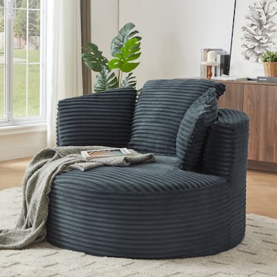 Modern Accent Chair with Plush Sponge & Pocket Spring Support, Round Chair Lounge Chair with Cushioned Backrest