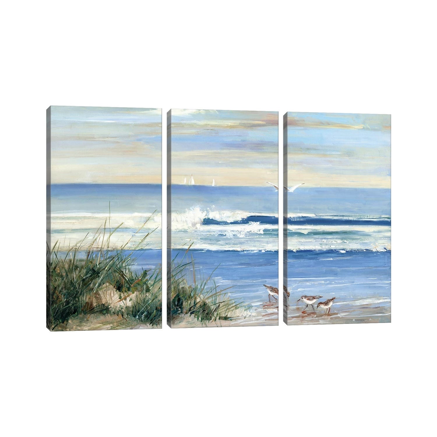 iCanvas "Beach Combers" by Sally Swatland 3-Piece Canvas Wall Art Set