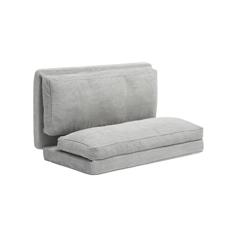 Dark Grey Full Foam Fabric Foldable Sofa Bed with Ergonomic Backrest - 94.88” L x 54” W x 4.72” H