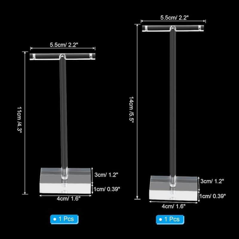 Earring Display Stand,2pcs Acrylic Earring Holder Earring Stands T - Transparent