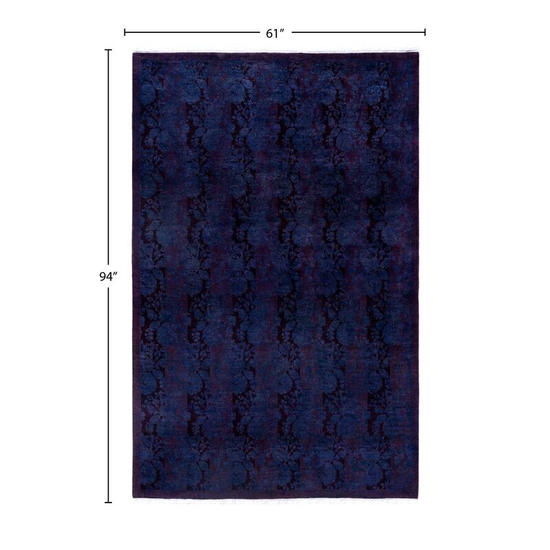 Overdyed One-of-a-Kind Hand-Knotted Area Rug - Purple - 5' 1" x 7' 10"