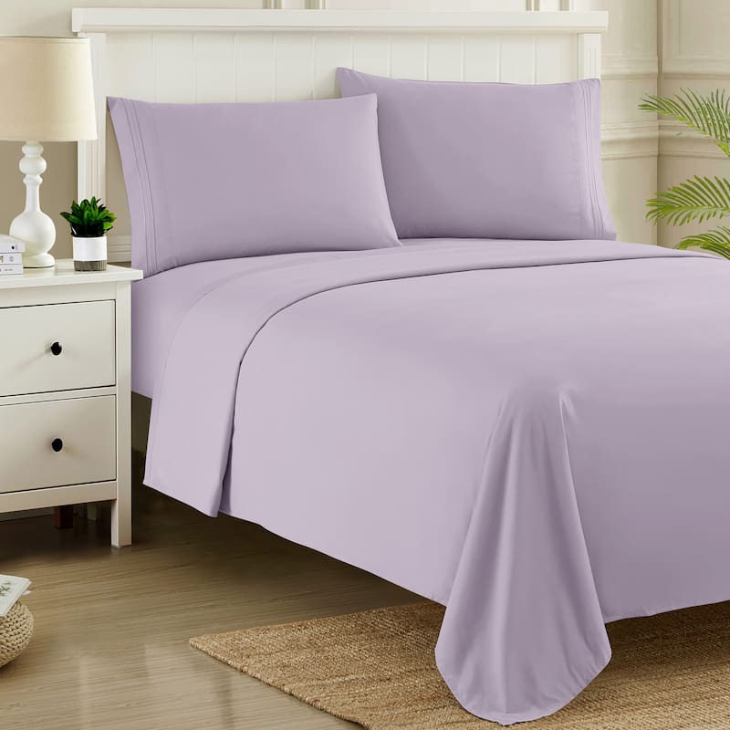 Sweet Home Collection Deep Pocket Soft Microfiber 4-Piece Solid Color Bed Sheet Set