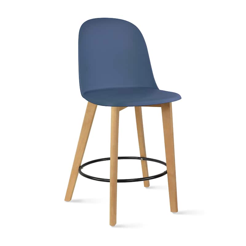 Set of 2 Designer Eiffel Chairs Counter Stools With Backs Side Molded Shell Kitchen Office Dining Dowel Bar Patio