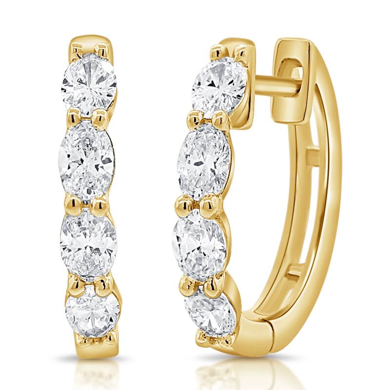 Joelle Collection Diamond Hoop Earrings 14K Gold - Yellow