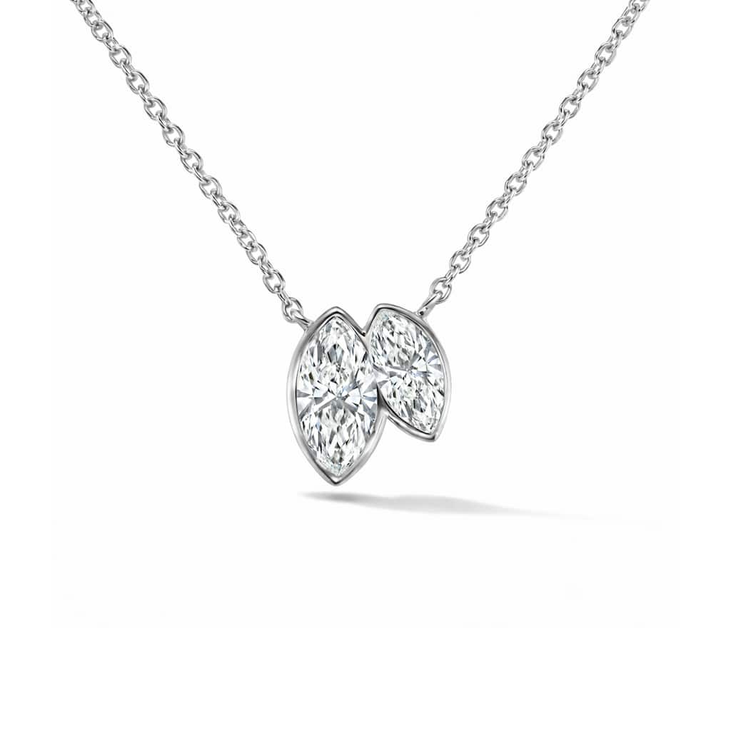Auriya 14K Gold Marquise Lab Grown Toi Et Moi Diamond Pendant Necklace 1.25ct. tw. (F-G VS)