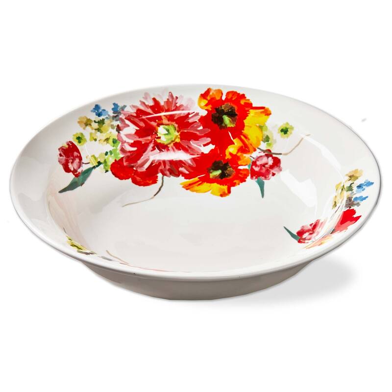 Blooming Flowers Spring Floral Serving Bowl Ceramic Dishwasher Safe 14.25 in