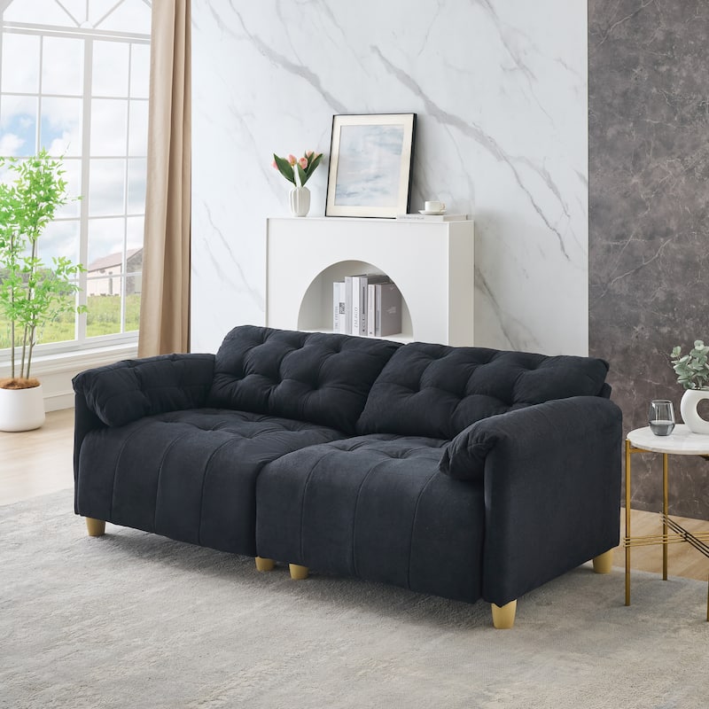 Cloud Loveseat Sofa, Futon Sofa with Storage Space, Straight-Line Sofa with Upholstered Backrest 2-Seat Armchair