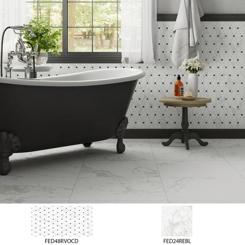 Merola Tile Reve Octogone Deco 23-1/2" x 47-1/8" Porcelain Floor and Wall Tile
