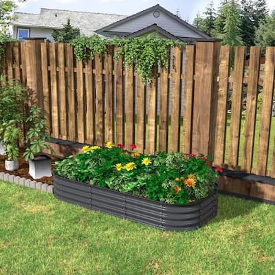 VEIKOUS 11.2" High Modular Metal Raised Garden Bed Kit, Customizable Outdoor Planter Box for Vegetables & Flowers