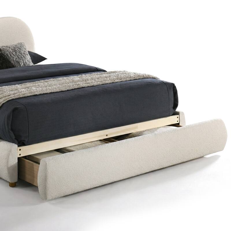 Furniture of America Niric Modern Fabric Upholstered Platform Bed with Storage Footboard