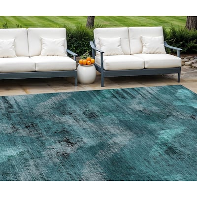 HomeRoots Abstract Transitional Rectangle Outdoor Rug
