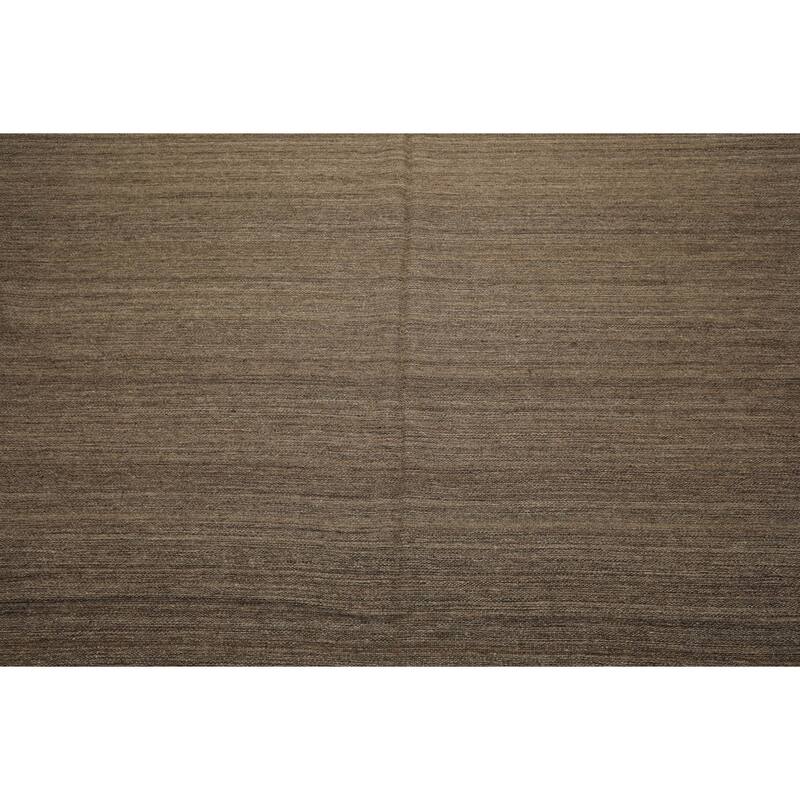 10'1''x13'10'' Hand Woven Wool Taupe Kilim Modern Flatweave Rug - 10' 1'' x 13' 10''