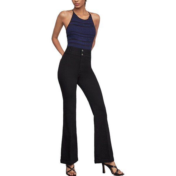 black stretch flare jeans