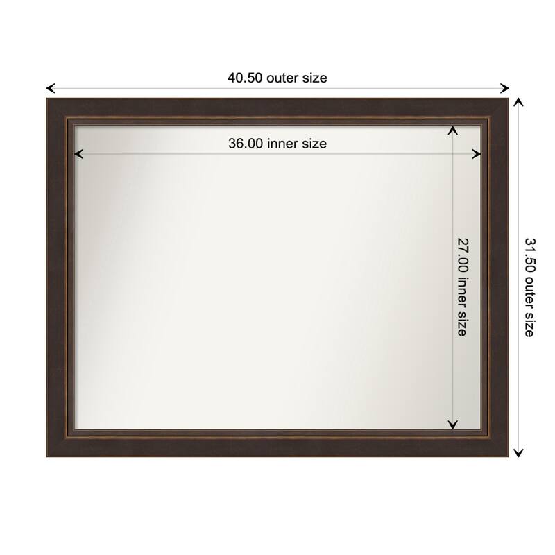 Lara Bronze Framed Non-Beveled Custom Wall Mirror, Bathroom Vanity Mirror - Outer Size: 40.5 x 31.5