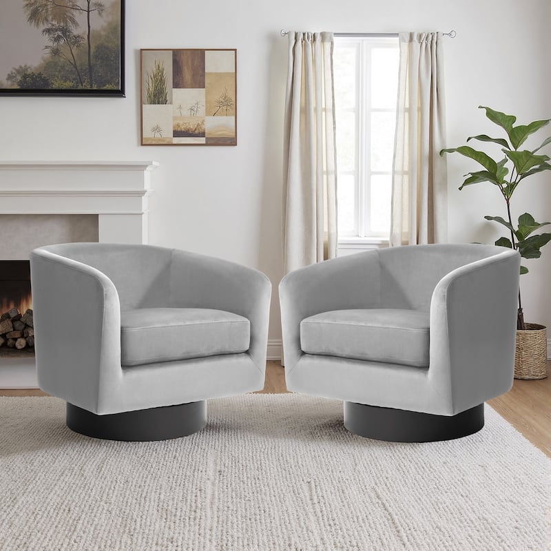 2 Set Modern Upholstered Swivel 360 Degree Accent Chair
