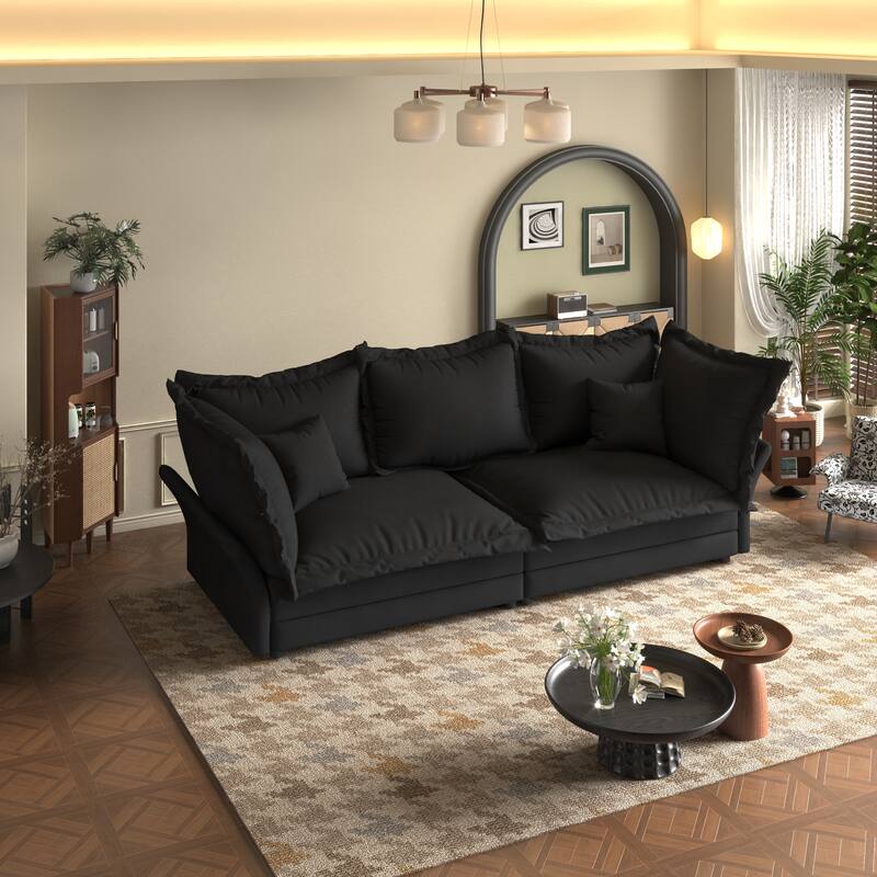 90.55" Modern Deep Seat Sofa Couches with Multiple Large Soft Pillows