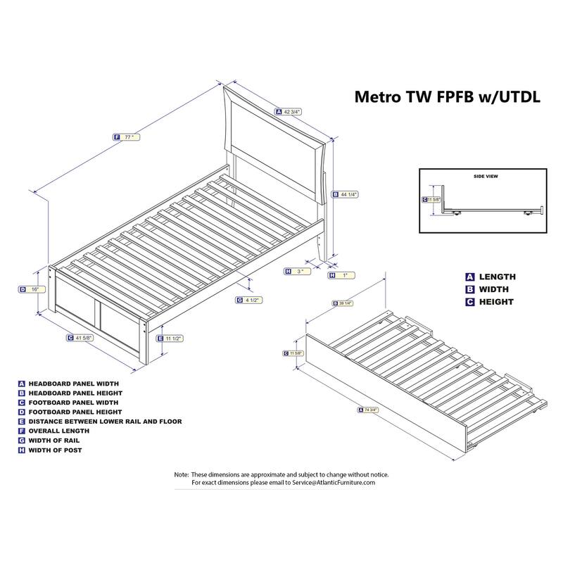 Twin Platform Bed with Trundle & USB Charger - White Finish, Curved Headboard, Extra Sleeping Space