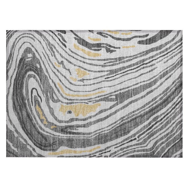 Machine Washable Indoor/ Outdoor Abstract Brushstrokes Chantille Rug