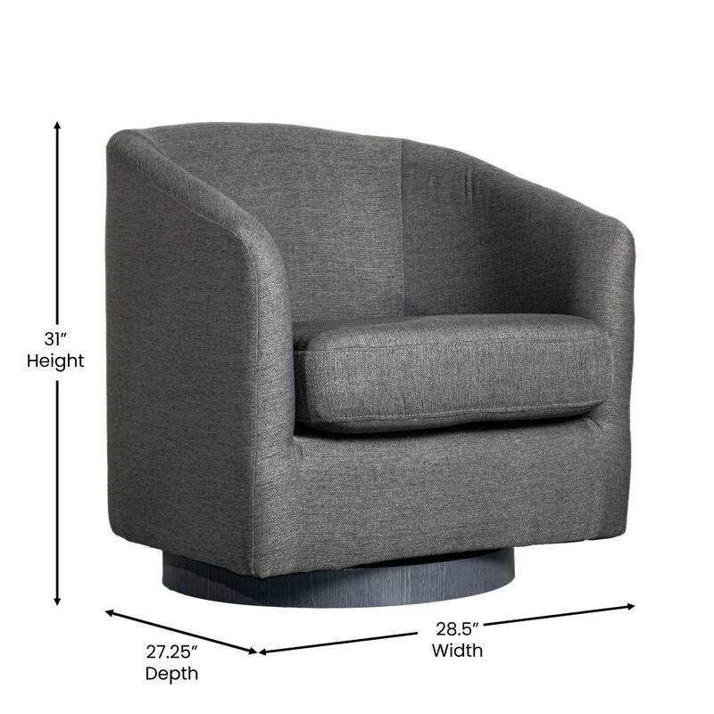 Traditional Club Style Accent Chair with 360° Swivel Metal Base