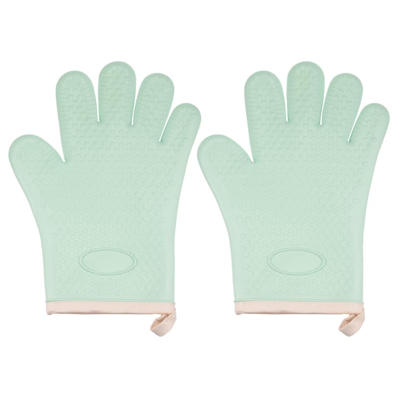 2pcs Silicone Oven Mitts Heat Resistant Rubber Oven Gloves