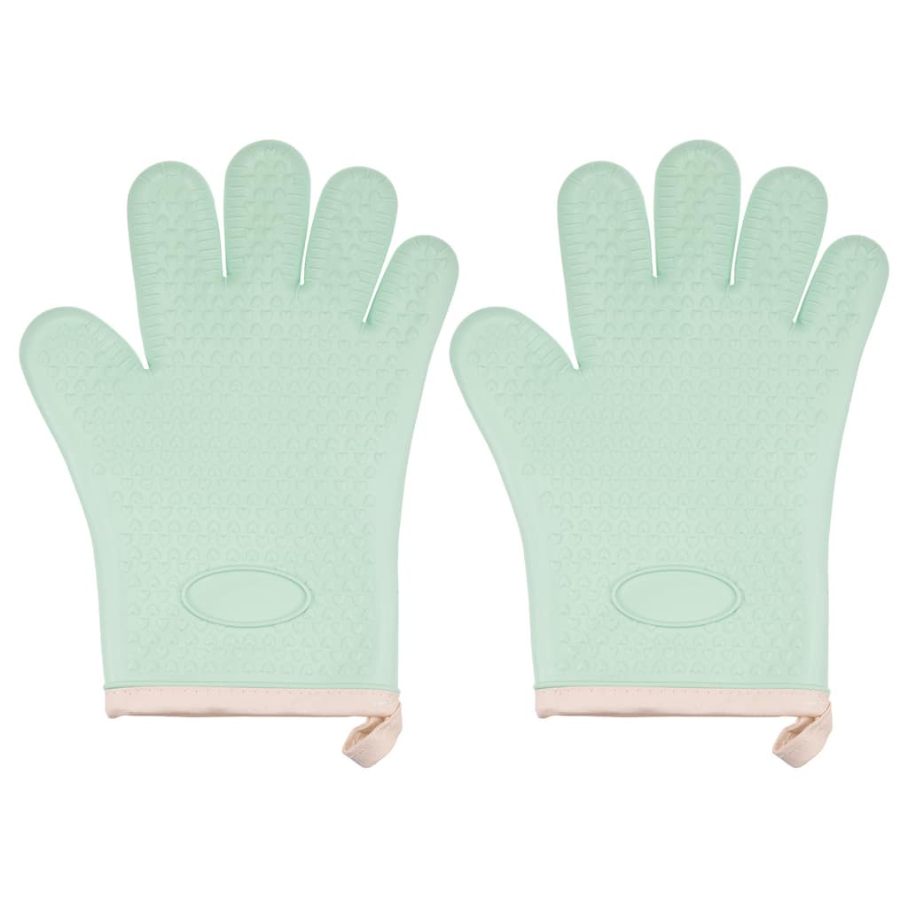 2pcs Silicone Oven Mitts Heat Resistant Rubber Oven Gloves