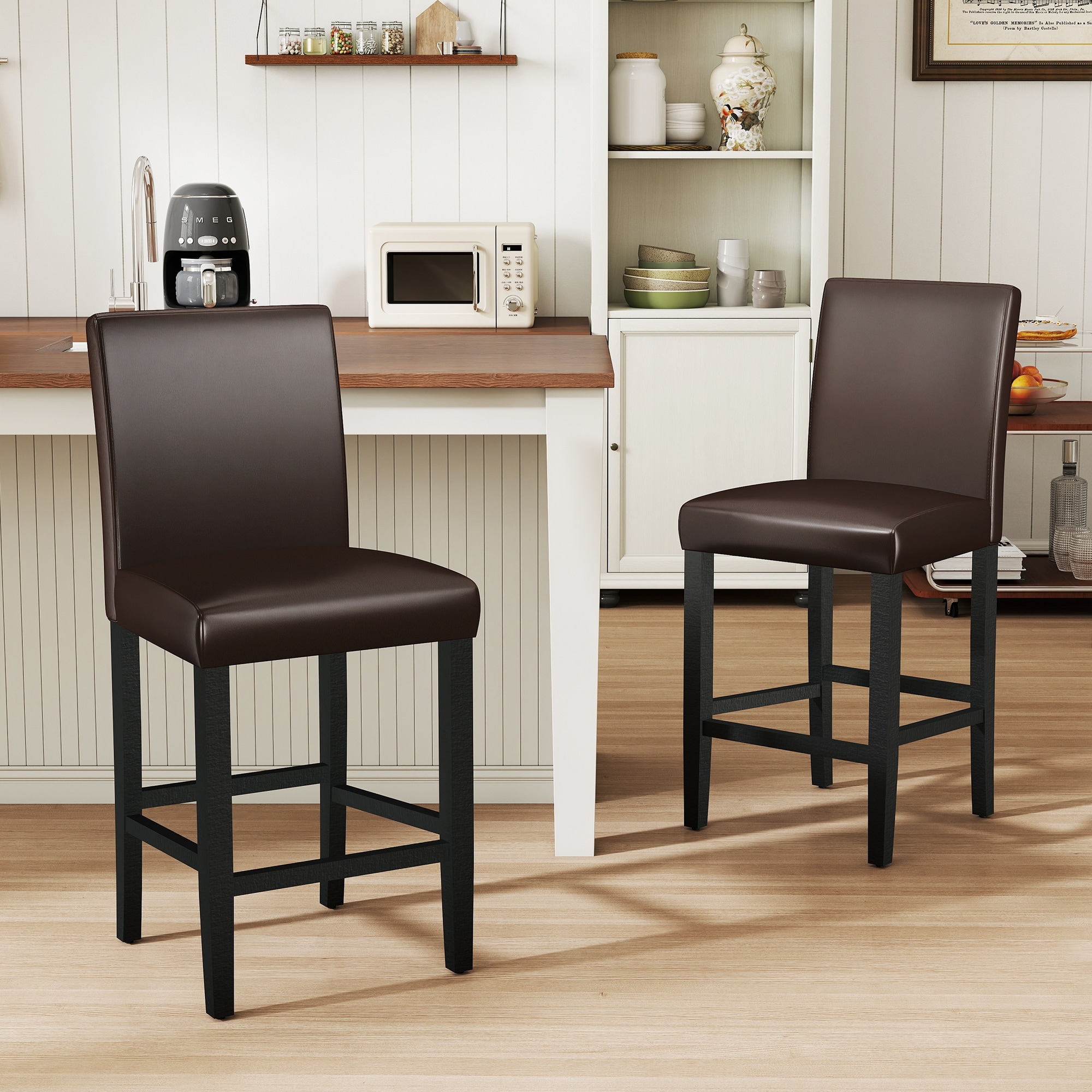 24 Inches Counter Height Bar Stools with Back Set of 2