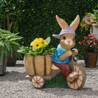 Patio Rabbit Planter Bunny Garden Sculpture Flower Pot Outdoor Blue ...