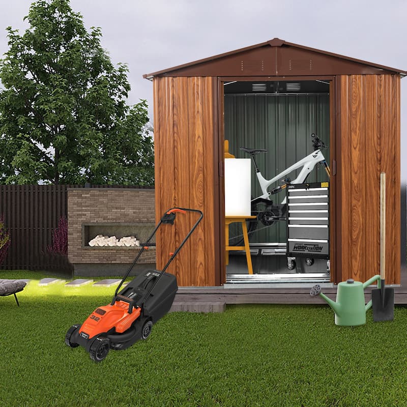 6 x 6 FT Outdoor Metal Storage Shed with Metal Floor Base & Window