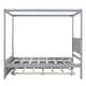 preview thumbnail 11 of 11, Full Size Wood Canopy Bed with Trundle Bed & Support Slats, No Box Spring Needed