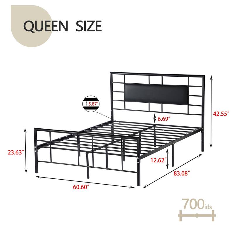 Aufank Platform Metal Bed Frame with Headboard and Footboard